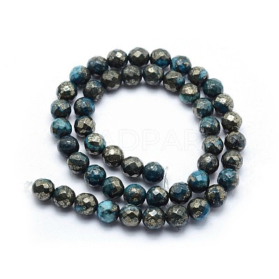Dyed Natural Pyrite Beads Strands G-F582-C05-1