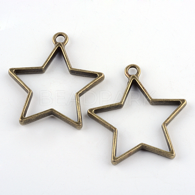 Rack Plating Alloy Star Open Back Bezel Pendants PALLOY-S047-40E-FF-1