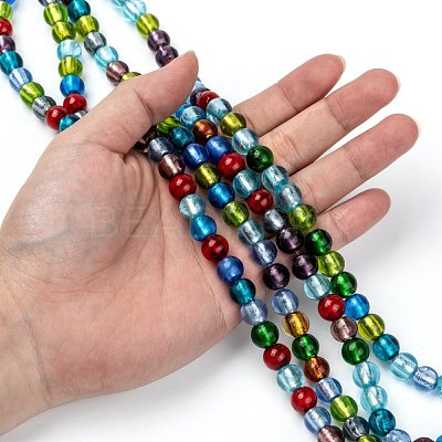 Handmade Silver Foil Glass Beads Strands X-SL02-1
