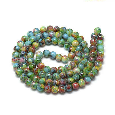 Baking Paint Glass Beads Strands DGLA-S115-8mm-S36-1