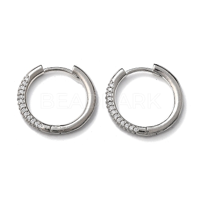 Brass Micro Pave Cubic Zirconia Huggie Hoop Earrings LS-EJEW-K083-36P-B-1