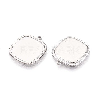 304 Stainless Steel Pendant Cabochon Settings STAS-T067-14P-1