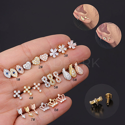Brass Micro Pave Clear Cubic Zirconia Cartilage Earrings WGF4DCF-12-1
