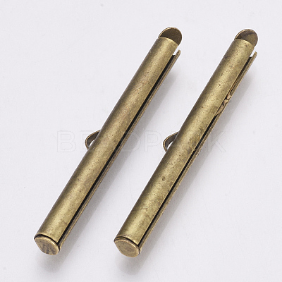 Brass Slide On End Clasp Tubes X-KK-Q747-11I-AB-1