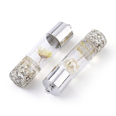 Transparent Glass Bottle Pendants GLAA-T001-05H-1