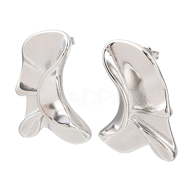 304 Stainless Steel Nuggets Stud Earrings LS-EJEW-K268-77P-1