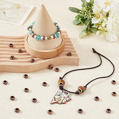 100Pcs Tibetan Style Rondelle European Beads FIND-SP0002-27-1
