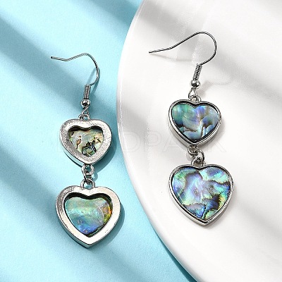 Brass Natural Abalone Shell Dangle Earrings EJEW-F388-01B-P-1