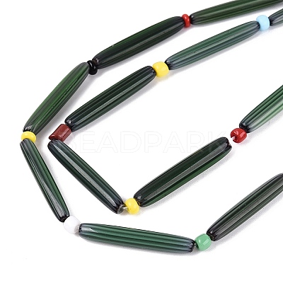 Handmade Millefiori Glass Lampwork Strip Beads Strands LA-N047-01G-1