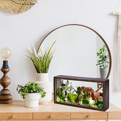 Rectangle Double Sided Clear Acrylic with Wood Display Cases ODIS-WH0038-237A-1