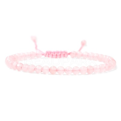 Adjustable Women's Rose Quartz Beaded Bracelet LS-CN3407-48-1