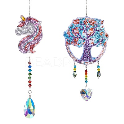 2 Sets 2 Style DIY Diamond Painting Wind Chime Kits DIY-SZ0007-54-1