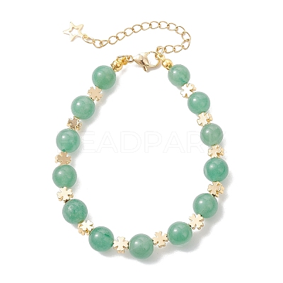 Natural Green Aventurine & Brass Beaded Bracelets for Women BJEW-JB12942-01-1