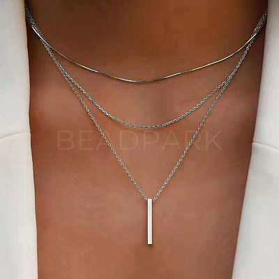 Alloy 3 Layer Necklaces for Women WG9523E-13-1