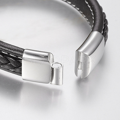 Braided Leather Cord Bracelets BJEW-H561-07F-1