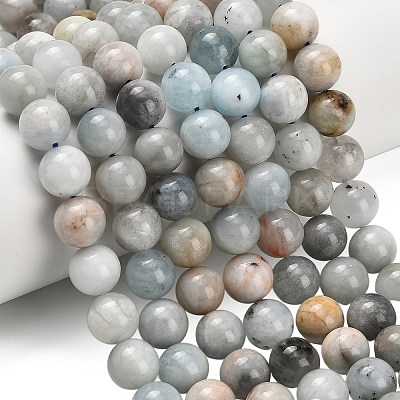 Natural Aquamarine Beads Strands G-F591-29A-10mm-02-1