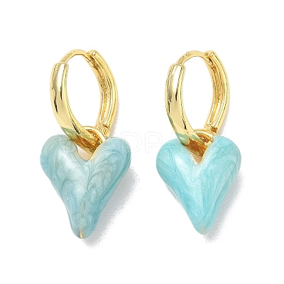 Brass Enamel Dangle Hoop Earrings for Women KK-CBA760A-06G-03-1