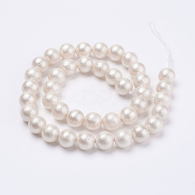 Wrinkle Textured Shell Pearl Beads Strands X-BSHE-F013-02-6mm-1
