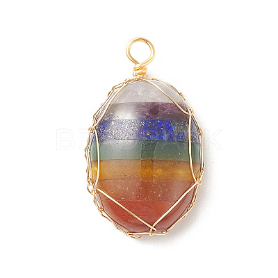 7 Chakra Natural Gemstone Pendants PALLOY-TA00018-1