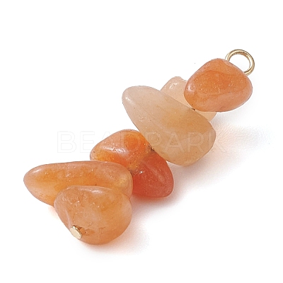 Gradient Color Natural Red Aventurine & Natural Sunstone & Natural Topaz Jade Chip Beaded Pendants PALLOY-JF02795-09-1