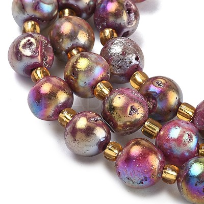 Electroplated Natural Druzy Geode Crystal Beads Strands G-G459-02M-1