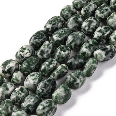 Natural Green Spot Jasper Beads Strands G-G146-A26-01-1