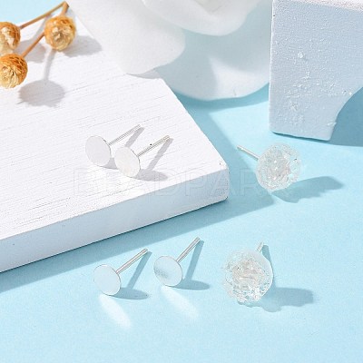 925 Sterling Silver Flat Pad  Stud Earring Findings STER-K167-045D-S-1