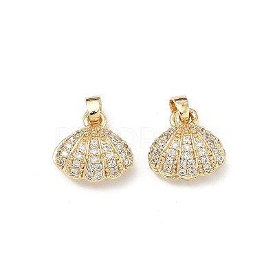 Brass Micro Pave Clear Cubic Zirconia Pendants KK-G557-30G-1