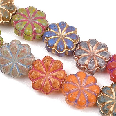 Painted Glass Beads Strands X-GLAA-F133-07B-1