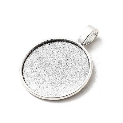Tibetan Style Alloy Flat Round Pendant Cabochon Settings X-TIBEP-M022-14AS-1