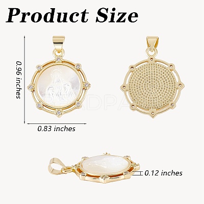 3Pcs Eco-friendly Brass Micro Pave Clear Cubic Zirconia Pendants KK-SZ0005-58-1