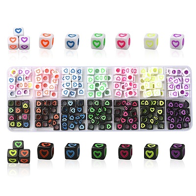 280Pcs 14 Styles Opaque White Acrylic European Beads MACR-YW0002-45-1