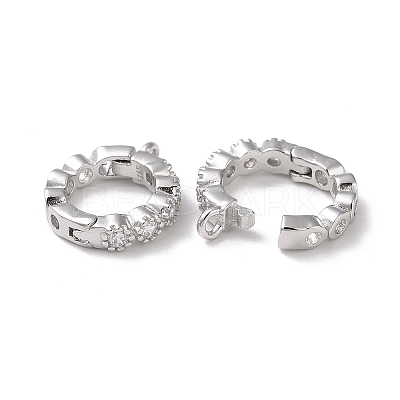 Rhodium Plated 925 Sterling Silver Micro Pave Cubic Zirconia Twister Clasps STER-K176-16P-1