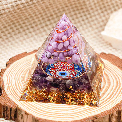 Resin Orgonite Pyramid Home Display Decorations G-PW0004-56A-07-1