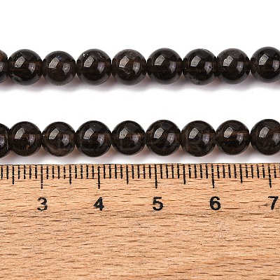 Natural Smoky Quartz Round Beads Strands G-E329-6mm-38-1