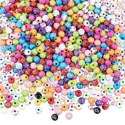 800Pcs 2 Styles Cross Theme Acrylic Beads MACR-PA0001-45E-1