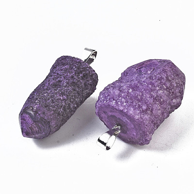 Rough Raw Electroplate Natural Druzy Agate Pendants G-S359-274C-1