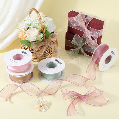 4 Rolls 4 Colors Polyester Organza Ribbon PAAG-CY0001-03A-1