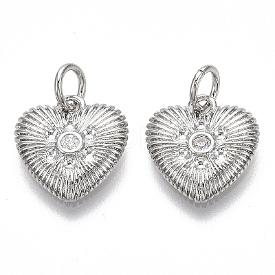 Brass Micro Pave Clear Cubic Zirconia Charms KK-S356-018P-NF-1