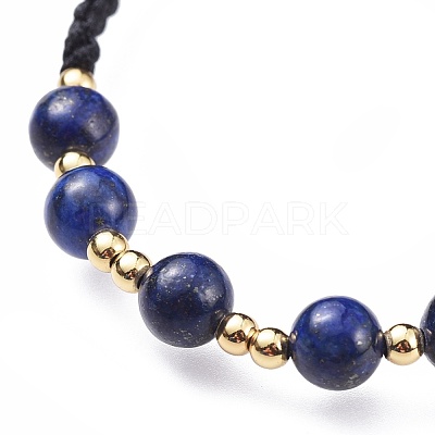 Adjustable Natural Lapis Lazuli(Dyed) Braided Bead Bracelets BJEW-JB04599-05-1