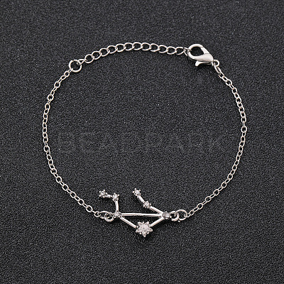 12 Constellations Alloy Rhinestone Link Bracelets WG43B2B-15-1