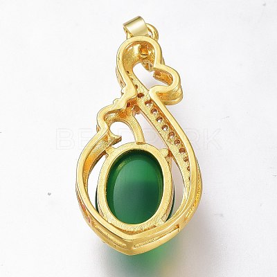 Brass Micro Pave Clear Cubic Zirconia Open Back Bezel Pendant Cabochon Settings ZIRC-I049-09G-1