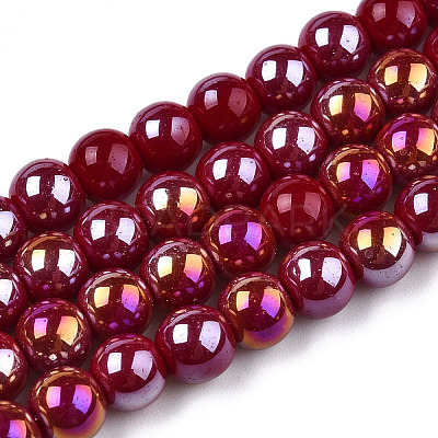 Electroplate Opaque Glass Beads Strands GLAA-T032-P6mm-AB05-1