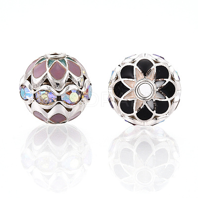 Round Brass Enamel Beads KK-Q080-01A-S-1