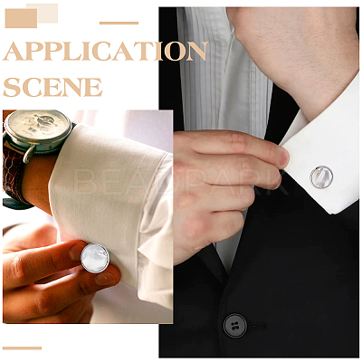 2 Styles Brass Natural Shell Cufflinks FIND-FG0004-92-1