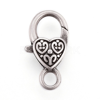 Tibetan Style Heart Lobster Claw Clasps LF014Y-TAS-NR-1