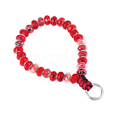 Resin Rondelle Bead with Polyester & Spandex Cord Phone Hand Strap Chains HJEW-TADJ0009-1