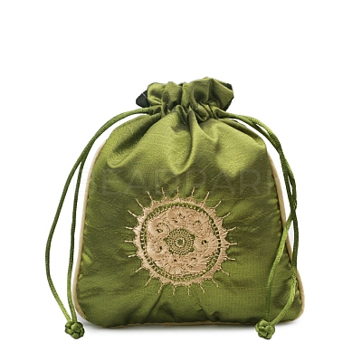 Chinese Style Rectangle Brocade Drawstring Bags PW-WG11350-21-1
