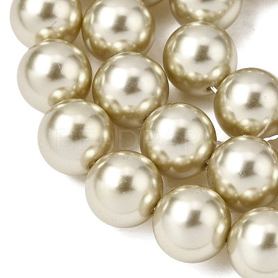Baking Paint Pearlized Glass Pearl Round Bead Strands PEAR-H019-02D-14-1