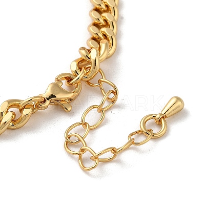 Brass Micro Pave Clear Cubic Zirconia Cuban Link Chains Bracelets BJEW-M322-04G-A-1